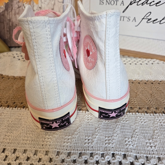 Converse Vintage White and Pink High-Top Sneakers - Picture 6 of 8
